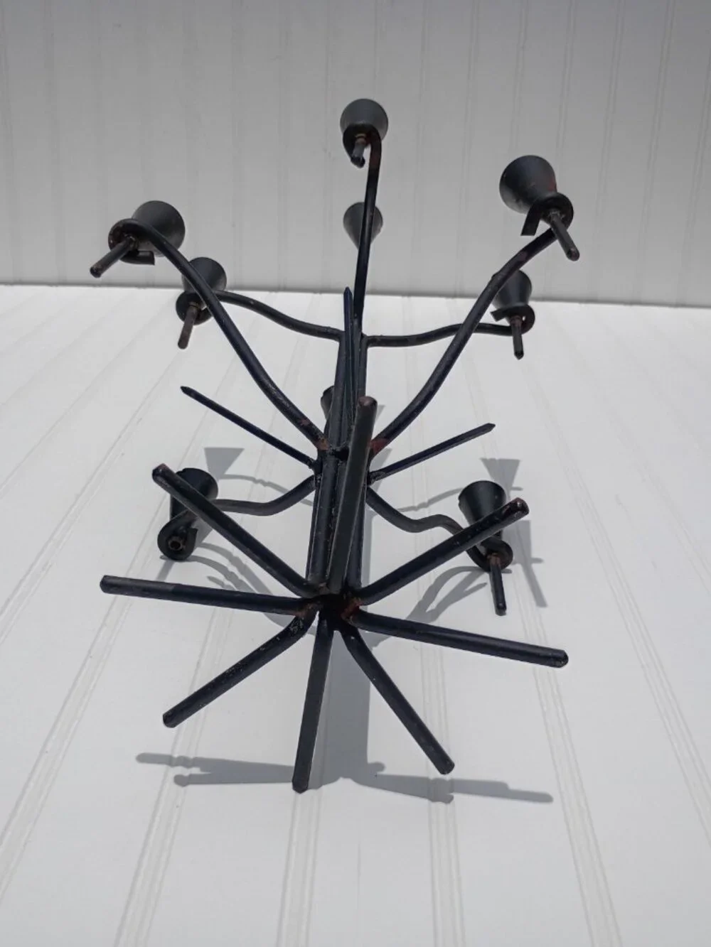 Hand Forged Iron Candelabra 9-Arm Candle Holder Industrial Farmhouse Rustic Vtg